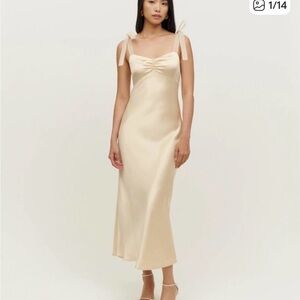 Reformation Alene Silk Dress in Ivory Size 6